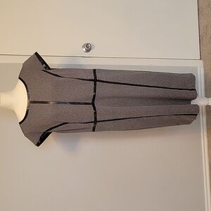 R&K Originals Black and Gray Dress with Faux Leather Trim, Size 14W